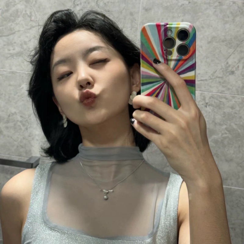 泰国小众文艺复古三层圆片拉丝耳环S925银针几何圆形叠片简约耳钉详情5