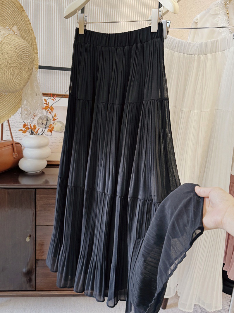 2025新款高腰仙女裙压褶裙长裙温柔风紫色半身裙女春夏气质百搭详情8