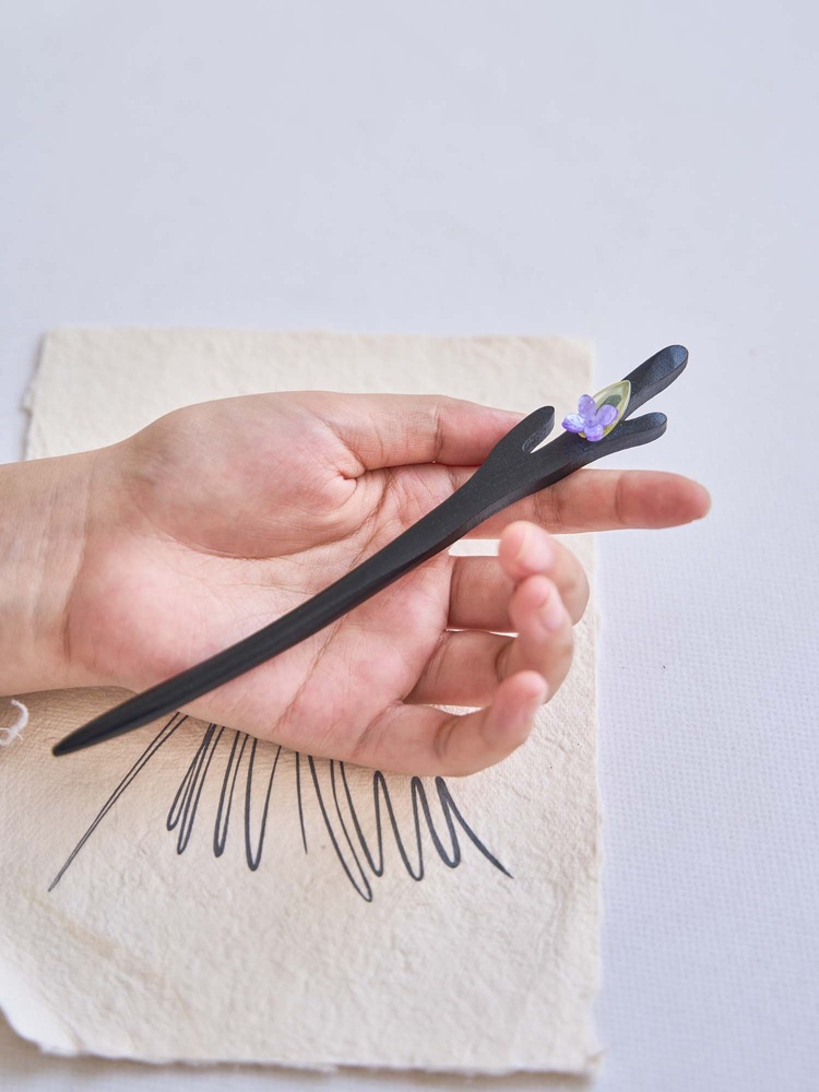 古风发簪女木质钗子流苏步摇高级感新中式盘发器马面裙汉服禾木簪详情6