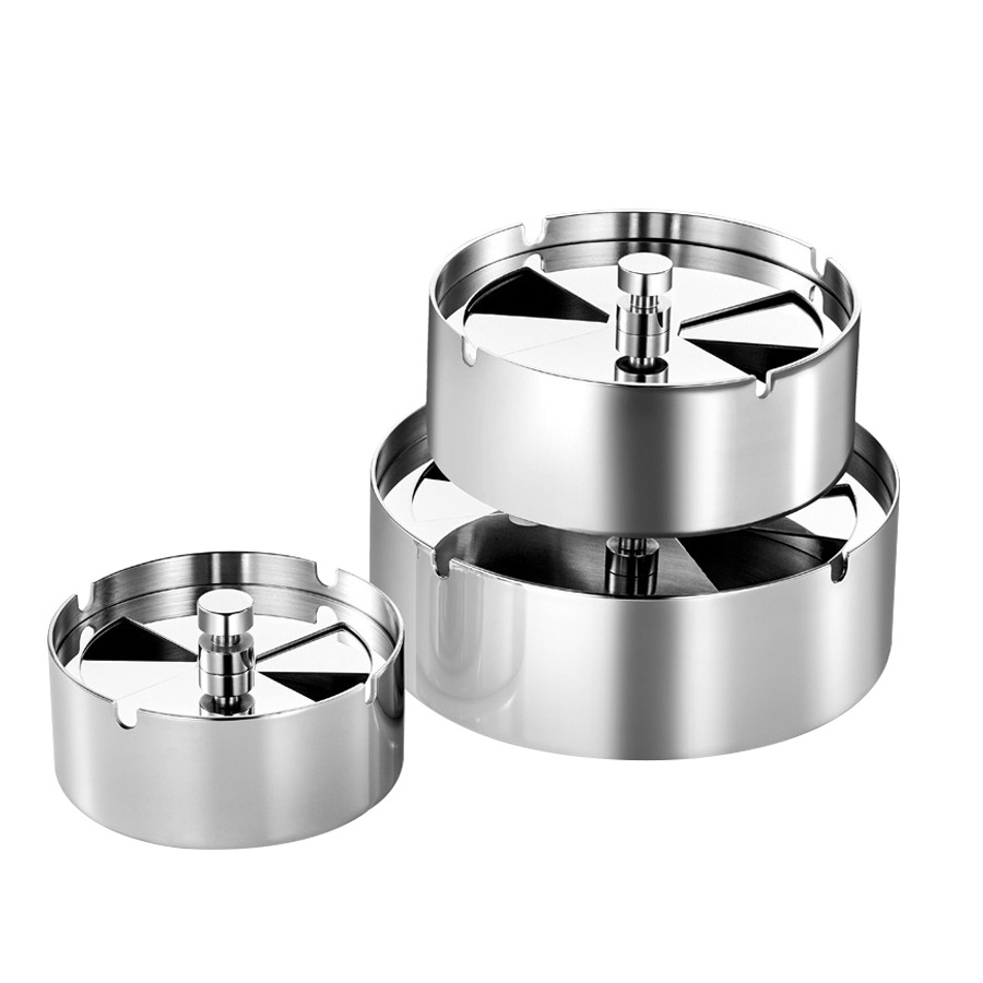 Thickened rotating cover stainless steel ashtray for car, windproof ashtray, office and household countertop, ashtray, car gift pic 24