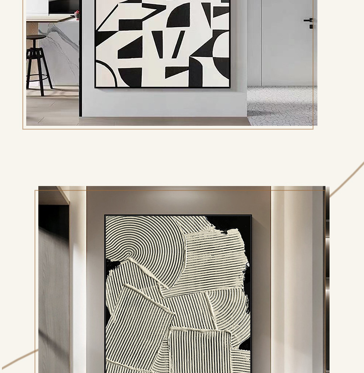 Minimalist black, white and grey living room decorative painting, high-end Italian abstract floor-length painting, entrance sofa background wall hanging painting pic 6