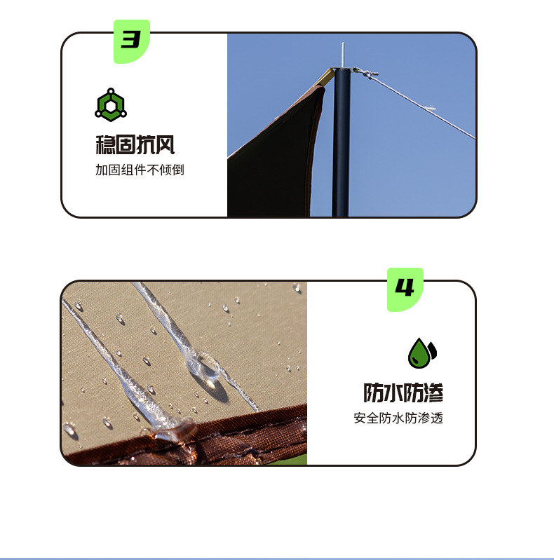 户外黑胶天幕便携露营防雨防晒涂银遮阳棚布野营凉棚野餐加厚天幕详情3