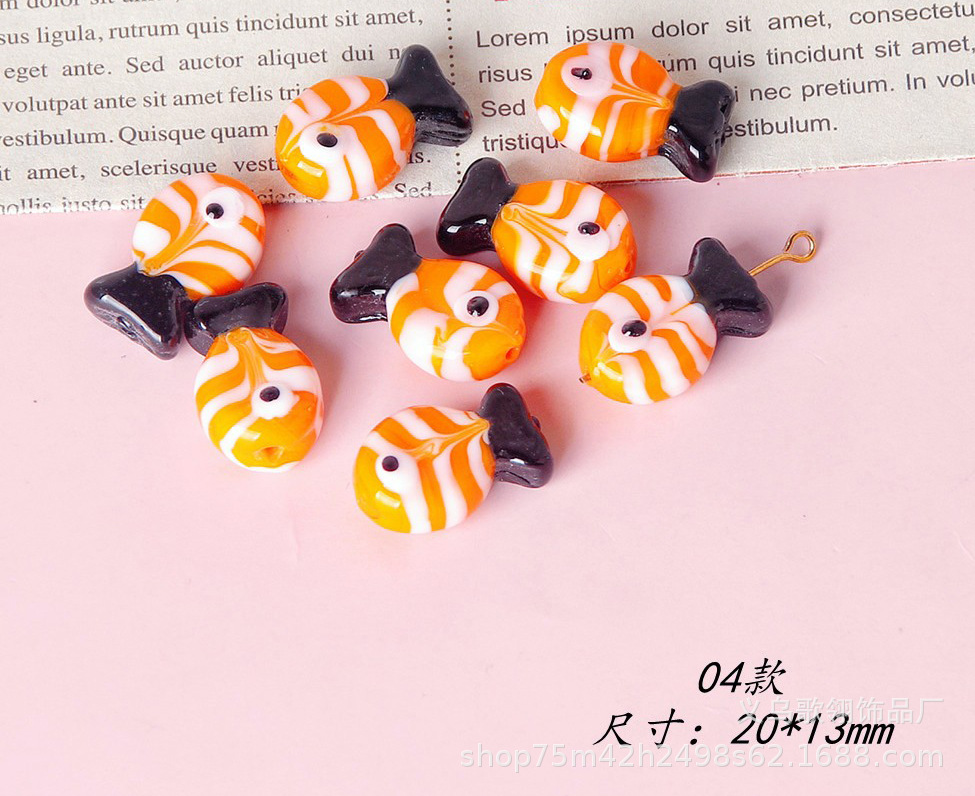 古法工艺琉璃可爱小鱼DIY 项链手链手机链饰配详情4