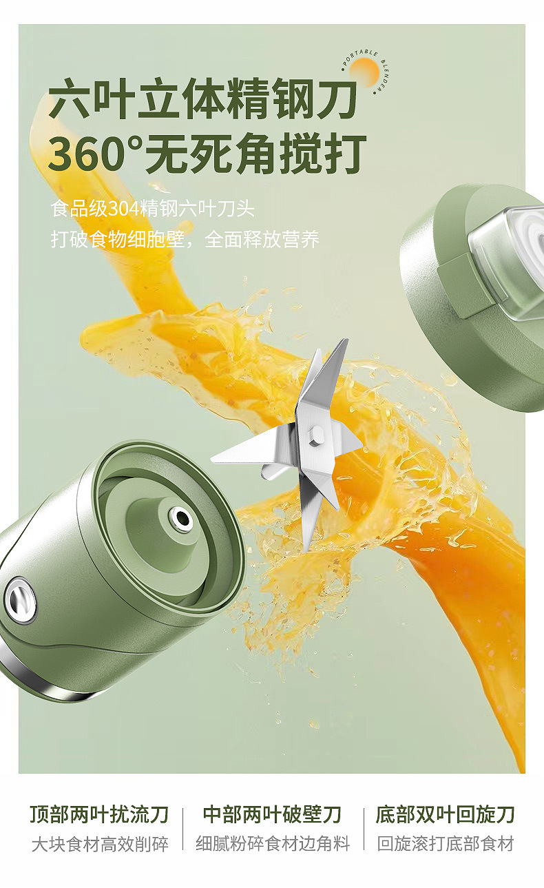 New cross-border juicer, portable fully automatic charging wireless juicer, small household ice crusher, juicer pic 4