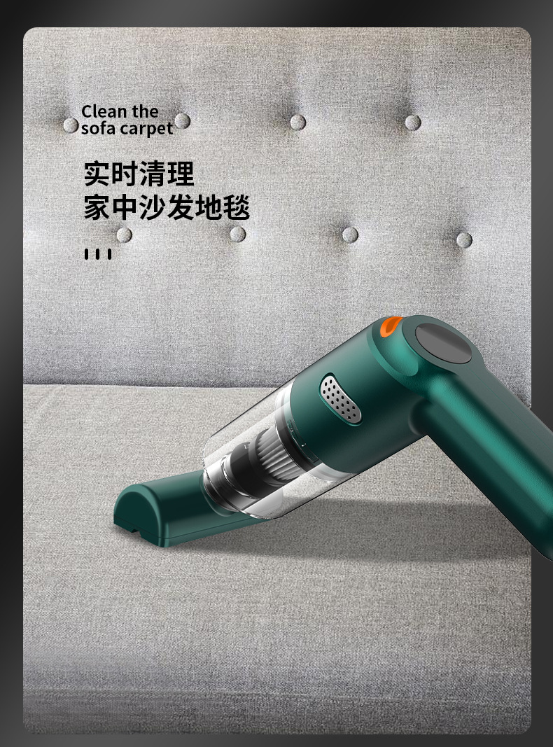 Car vacuum cleaner, car wireless charging, car household handheld, small car interior mini, high power suction pic 18