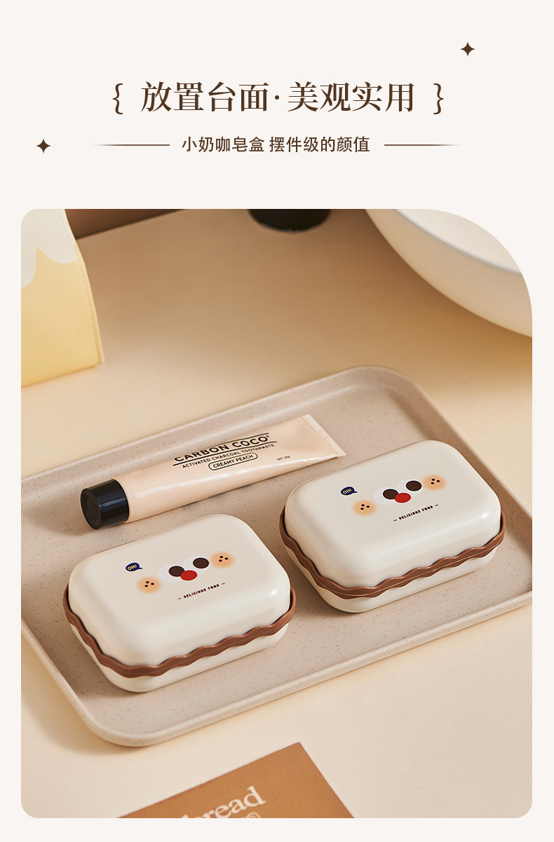 Soap box with lid, draining water, student dormitory bathroom, home bathroom, cartoon cute creative portable soap box pic 5