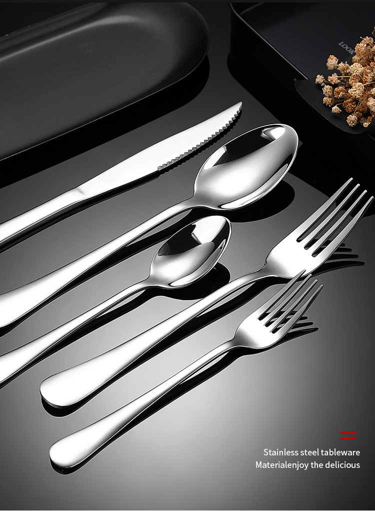 跨境亚马逊1010不锈钢304牛排刀叉勺子酒店西餐具 家用调羹汤匙勺详情15