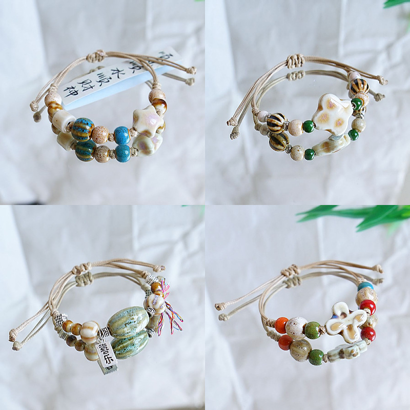 Jingdezhen ceramic woven bracelet for women, new Chinese-style artistic best friend, forest-themed ancient style bracelet gift wholesale pic 4