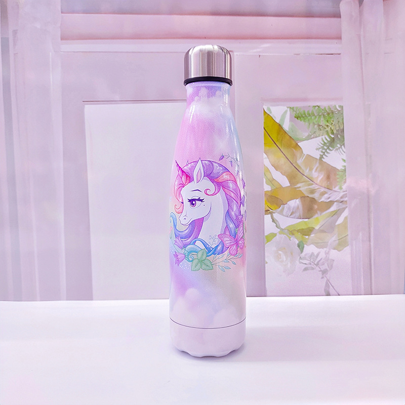 厂家直销跨境304不锈钢保温杯 双层真空直筒可乐瓶造型独角兽水杯详情8