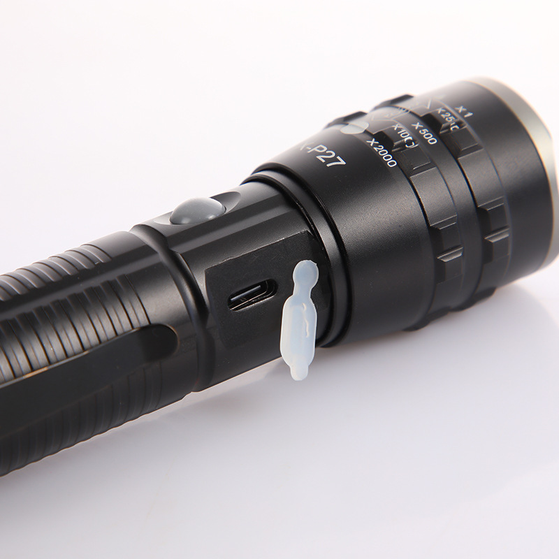 新款户外白长续航充电铝合金防身露营巡逻应急手电筒详情6