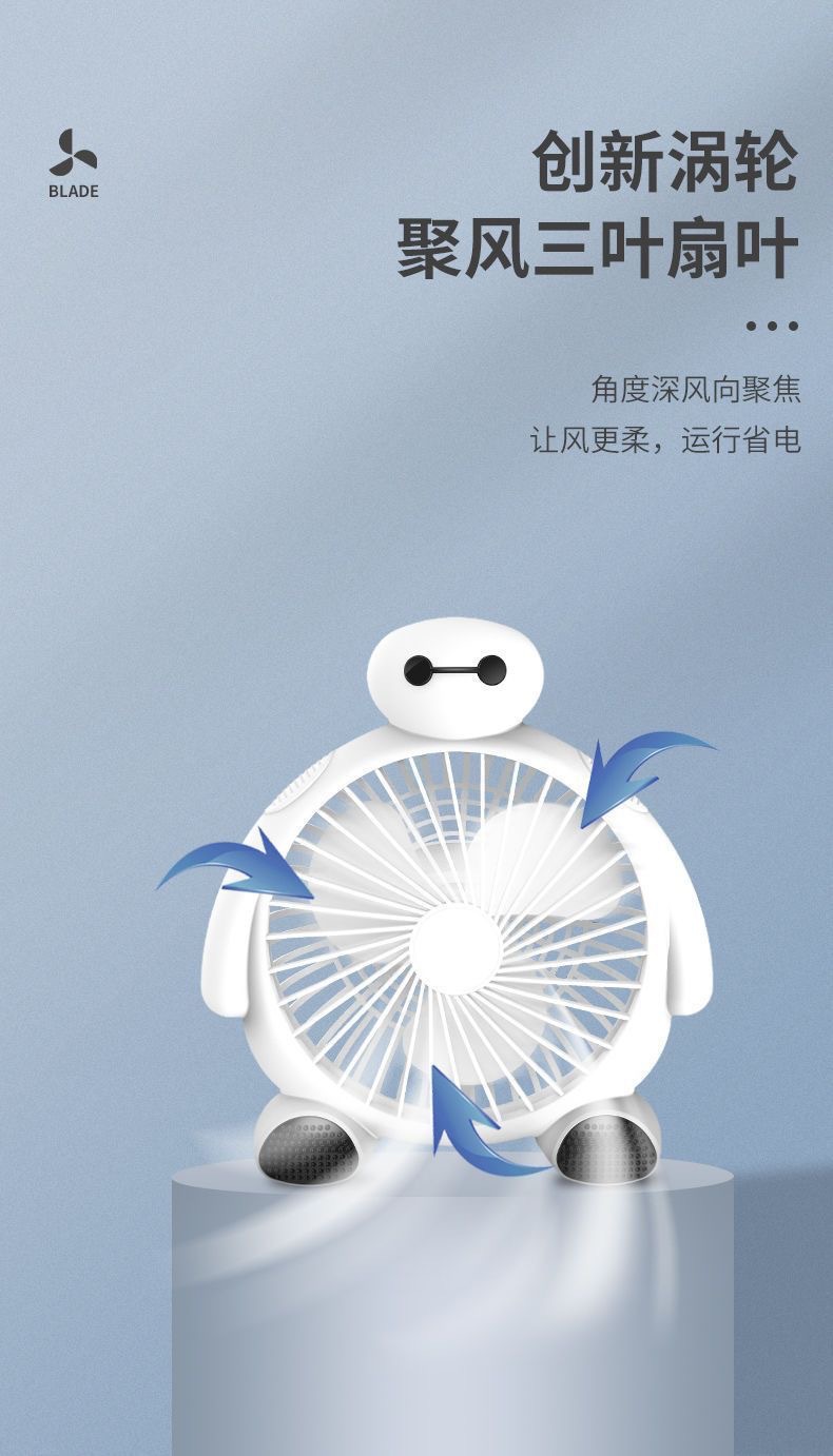 Plug-in usb Little pig Big white cute fan with strong wind power, bedroom silent desktop fan, small fan with strong wind power pic 5