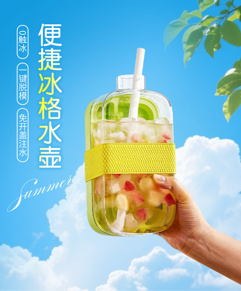 Cross-border ice cube tray water bottle two-in-one press water filling ice bucket, ice box, ice maker, high appearance level portable ice cube mold pic 4