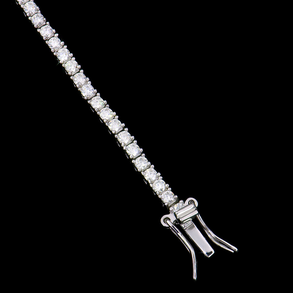 欧美风男士纯银手链2MM水钻镶嵌莫桑石时尚饰品送男友潮流款详情8