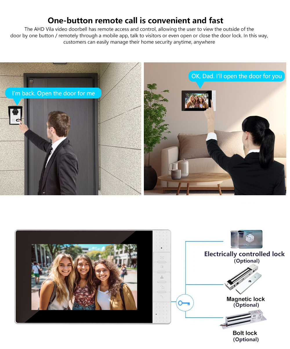 可视门铃对讲家用高清视频彩色小区别墅夜视红外智能门铃详情6