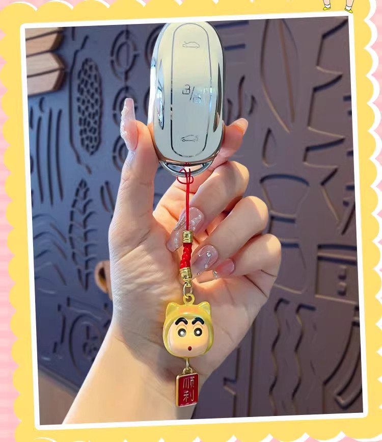 正版蜡笔小新创意水音铃2025新款钥匙扣可爱书包挂件卡通手机挂件详情11