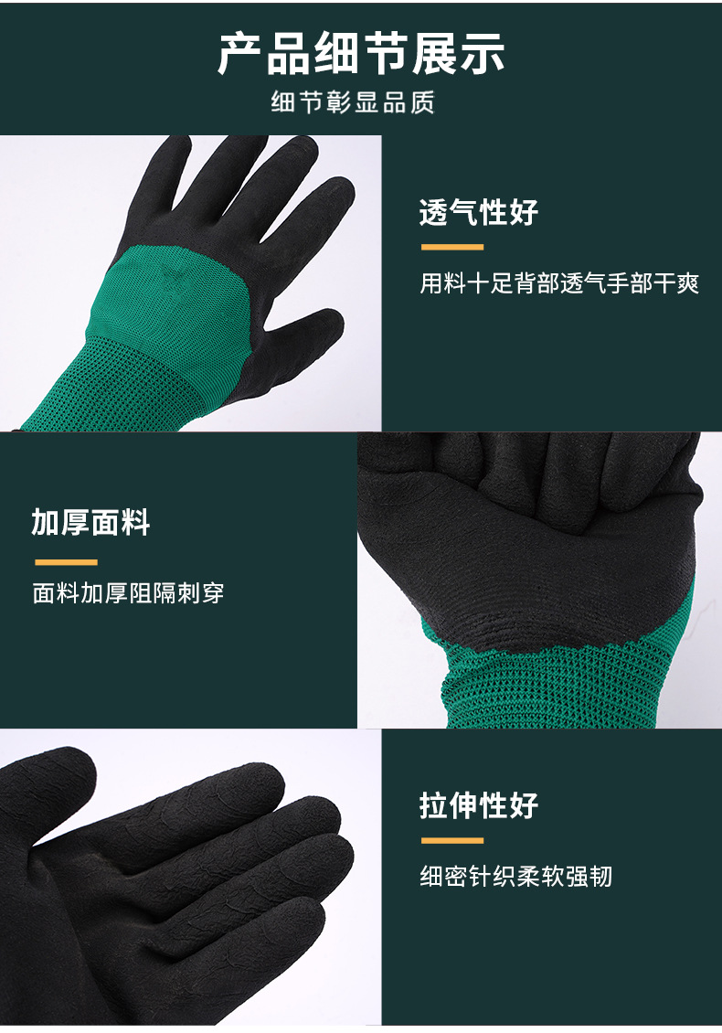 手套劳保发泡乳胶手套浸胶防滑发泡工作工地耐磨手套丁晴干活批发详情5