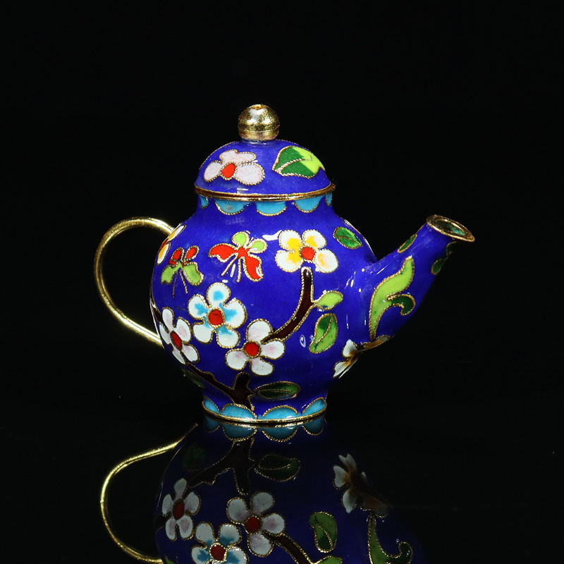 Beijing Jingtai LAN craft Cultural gift and decorative items: copper body cloisonne enamel filigree silver blue jars and POTS pic 3