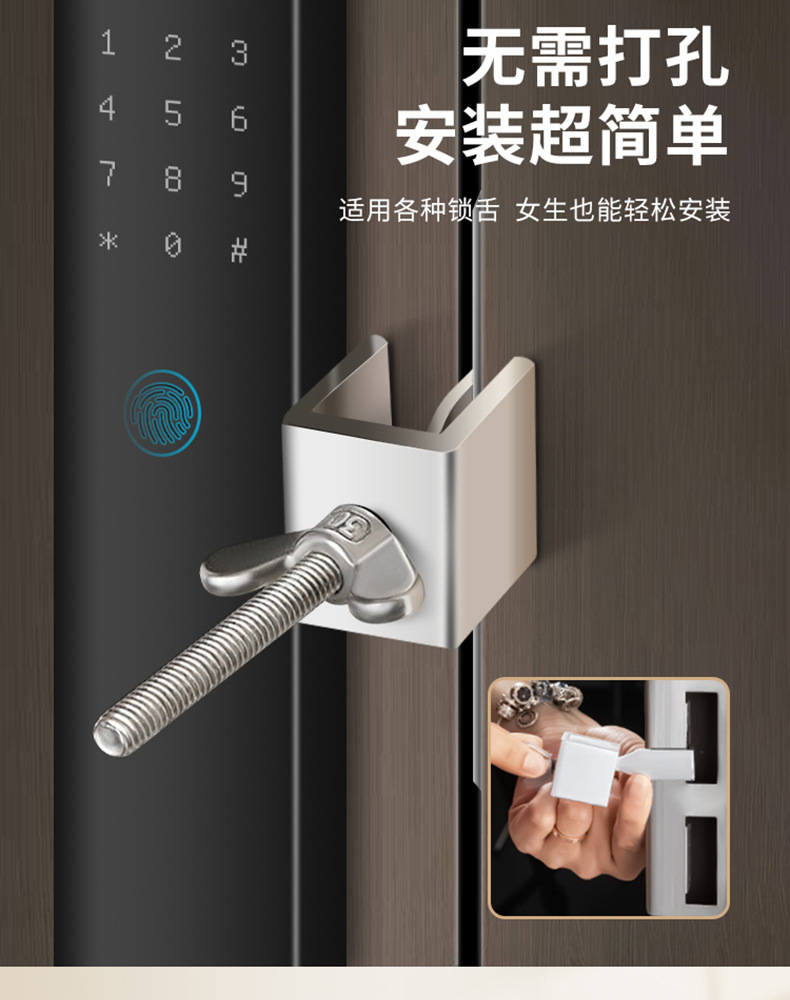 防开门器防盗女生独居阻门器游行防狼神器住酒店挡门器不锈钢门挡详情4