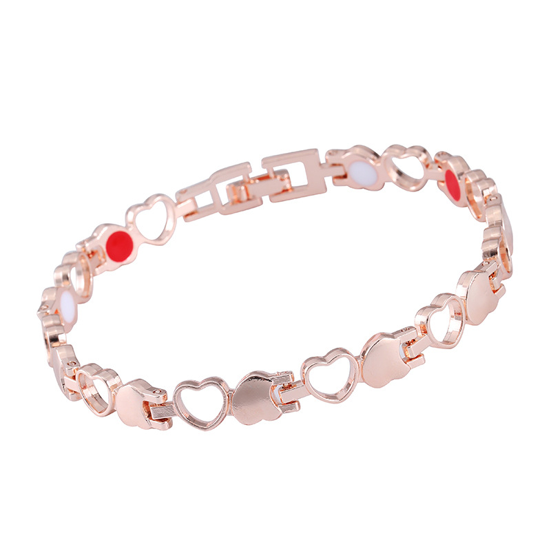 Yun Brocade cross-border best-selling simple and fashionable adjustable heart-shaped bracelet, heart-shaped peach heart, red, white and black oil bracelet wholesale pic 12
