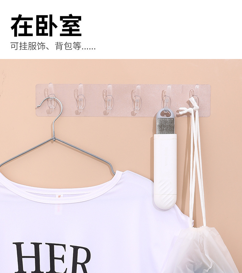 Transparent six-row hooks, no need for drilling, no trace, 5-row and 6-row adhesive hooks, wall-mounted door rear row hooks pic 10