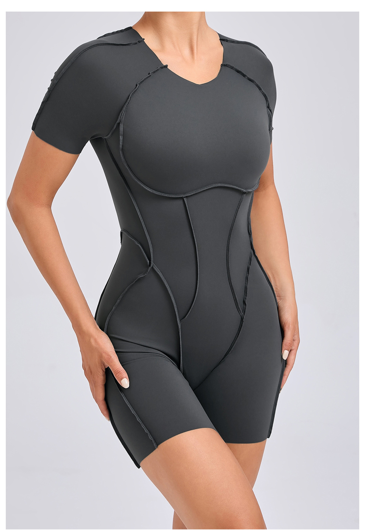 European and American three-dimensional aesthetic sports one-piece yoga suit, one-piece tight short-sleeved backless one-piece fitness suit 50310 pic 14
