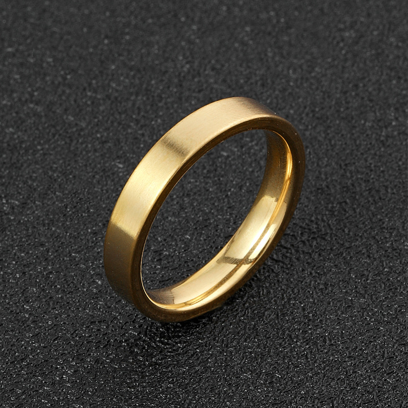 跨境钛钢戒指不掉色小众设计4mm哑光 素圈不锈钢饰品情侣戒指男女详情4