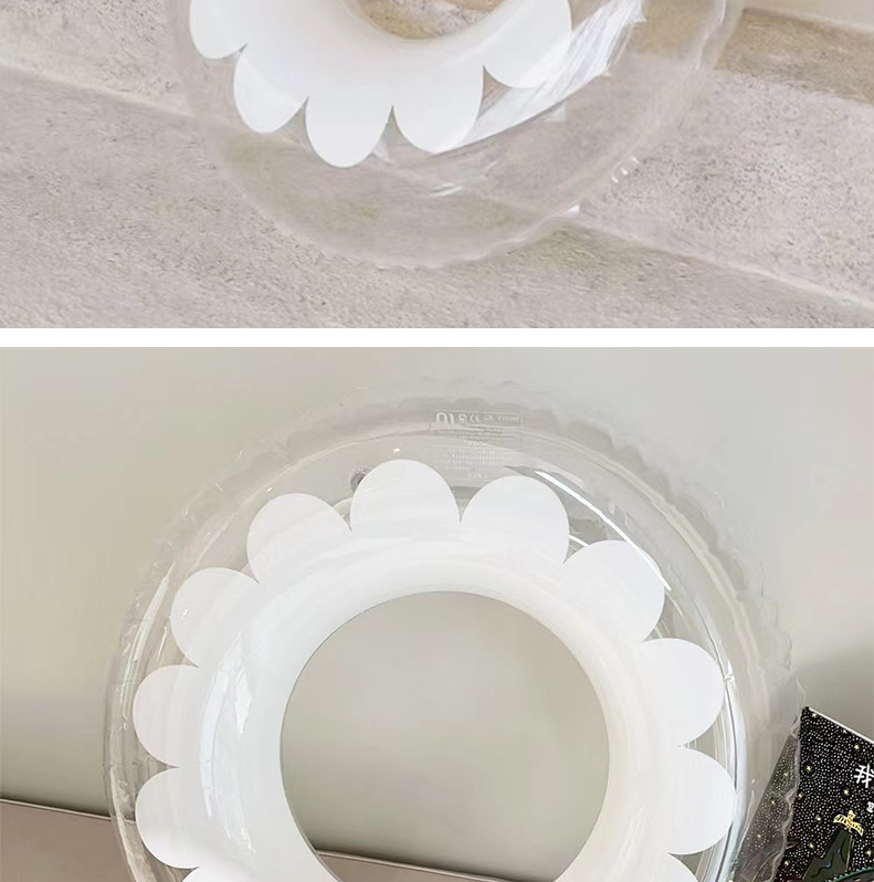 现货成人透明花朵游泳圈环保韩版网红纯色泳圈印花儿童腋下圈批发详情9