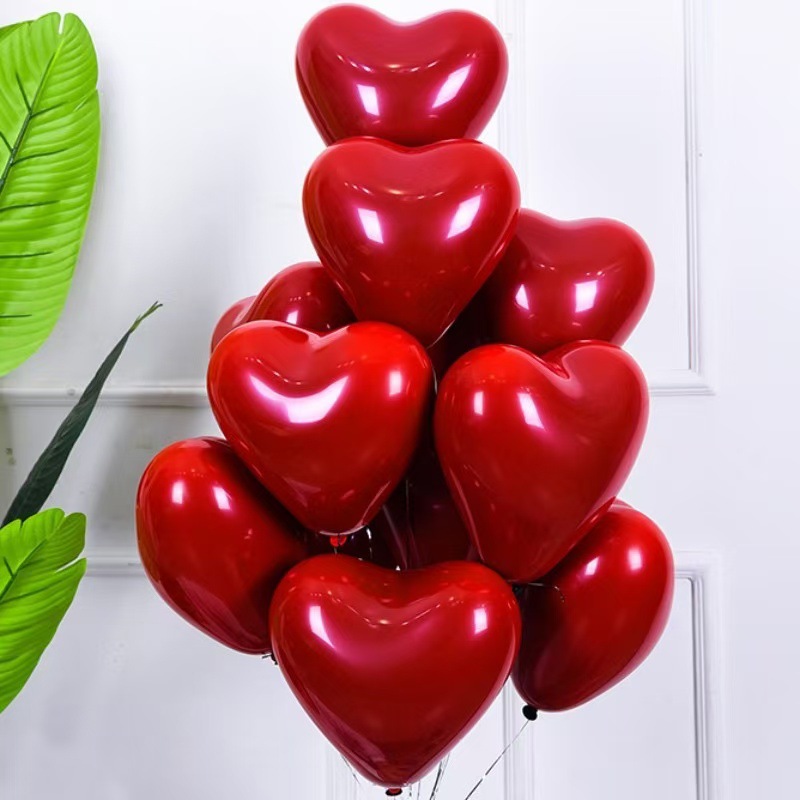 Macaron heart-shaped balloons for the Qixi Festival confession, wedding decoration, birthday party, cute girl atmosphere, and non-toxic pic 31