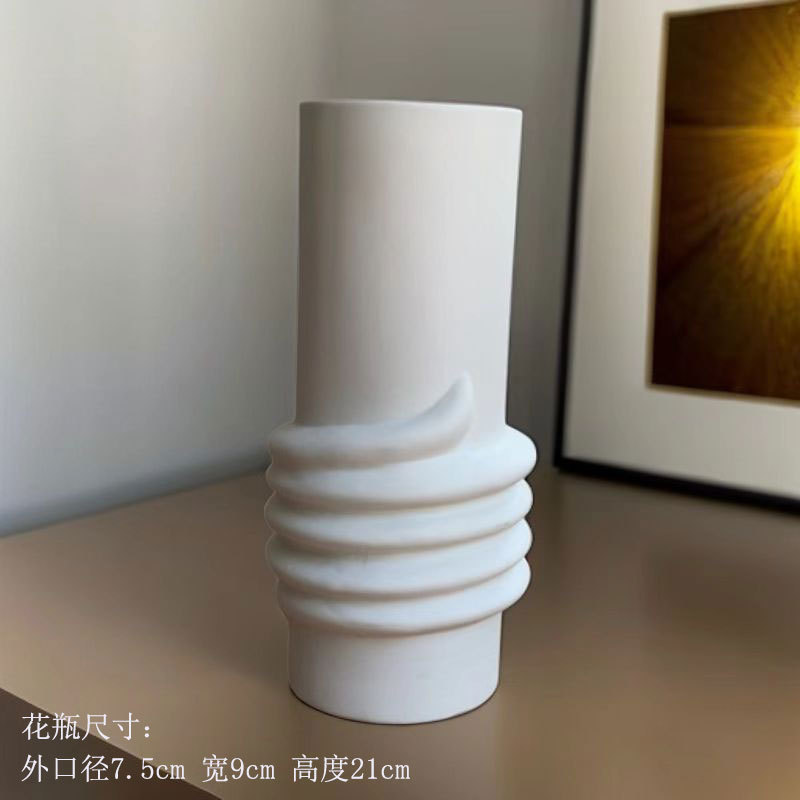 2025 nordic wind jarrón de cerámica blanca hogar moderno y simple escritorio decorativo pieza de montaje hidroponía flores flores secas contenedor pic 14