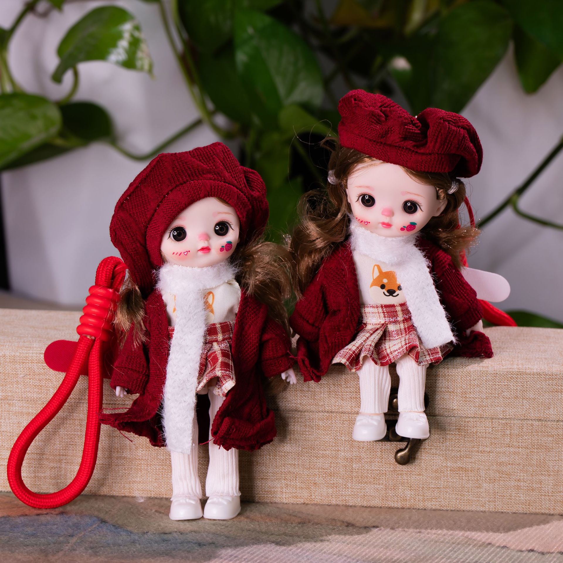 新款潮玩娃娃挂件6寸17公分换装衣服公仔关节可活动手机包包钥匙详情10