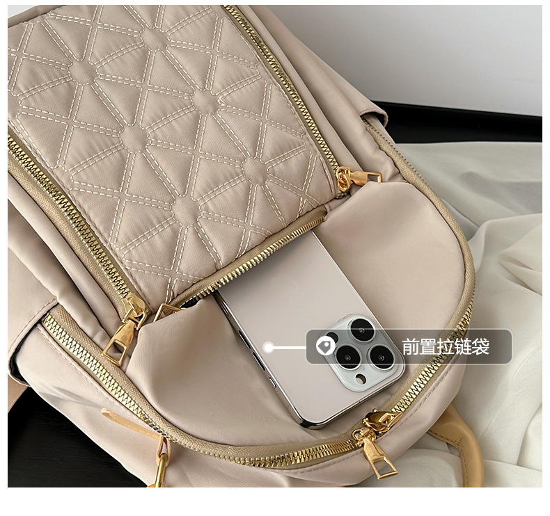 外贸新款女士双肩包尼龙休闲时尚多用绣线旅行潮流小背包高级详情8