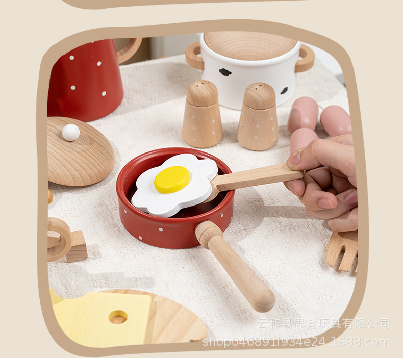 Inicio niños cocina de madera ollas de leche cocina tetera té de la tarde comida occidental postres pan catéchum-food set pic 47