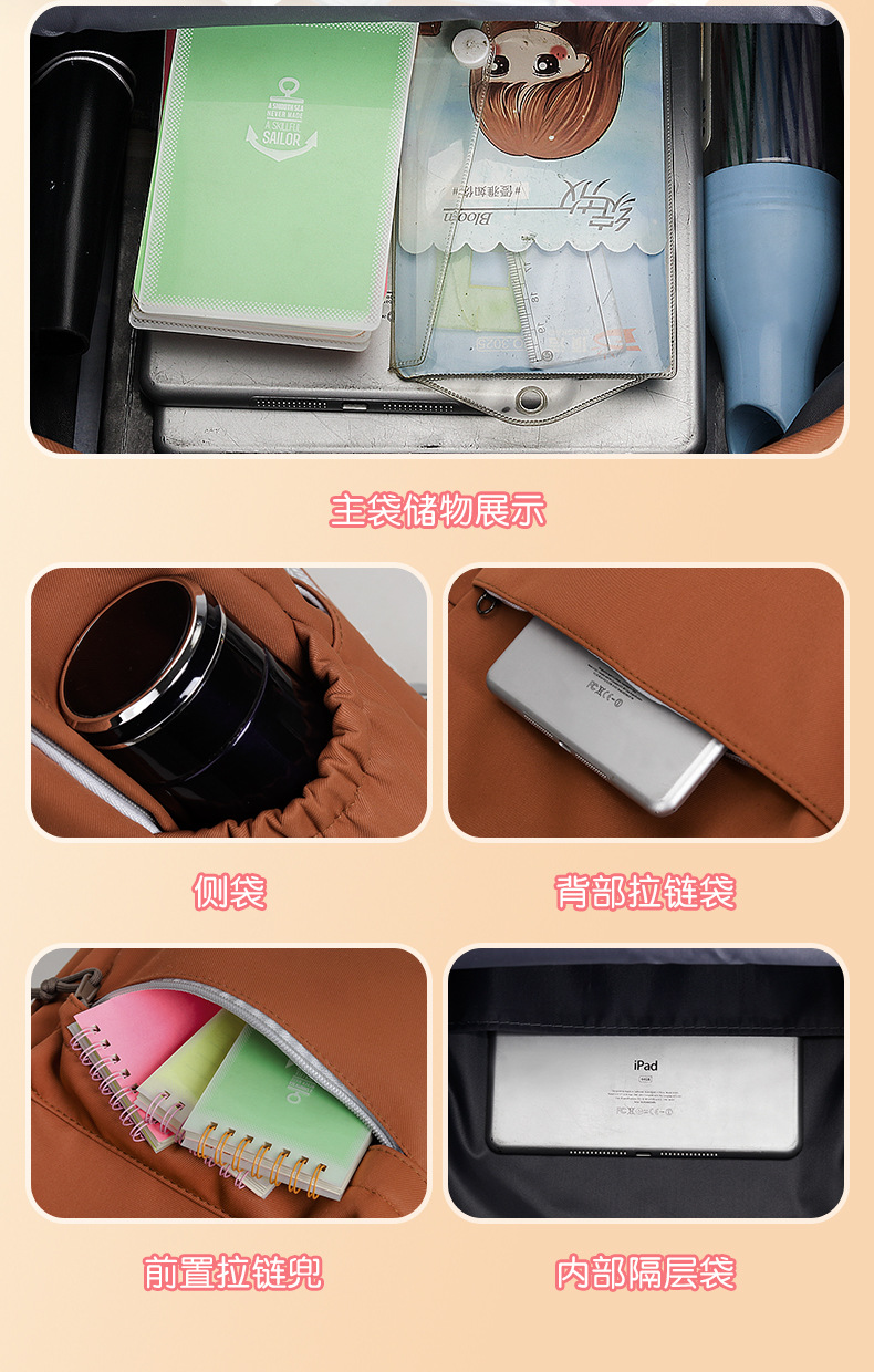 High-end customized schoolbags for primary and secondary school students, backpack printing training classes, tutorial classes, travel gift bags, double-shoulder logos pic 12