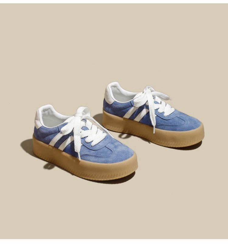 厚底拼色德训鞋女2025新款小个子增高百搭平底系带运动休闲阿甘鞋详情28