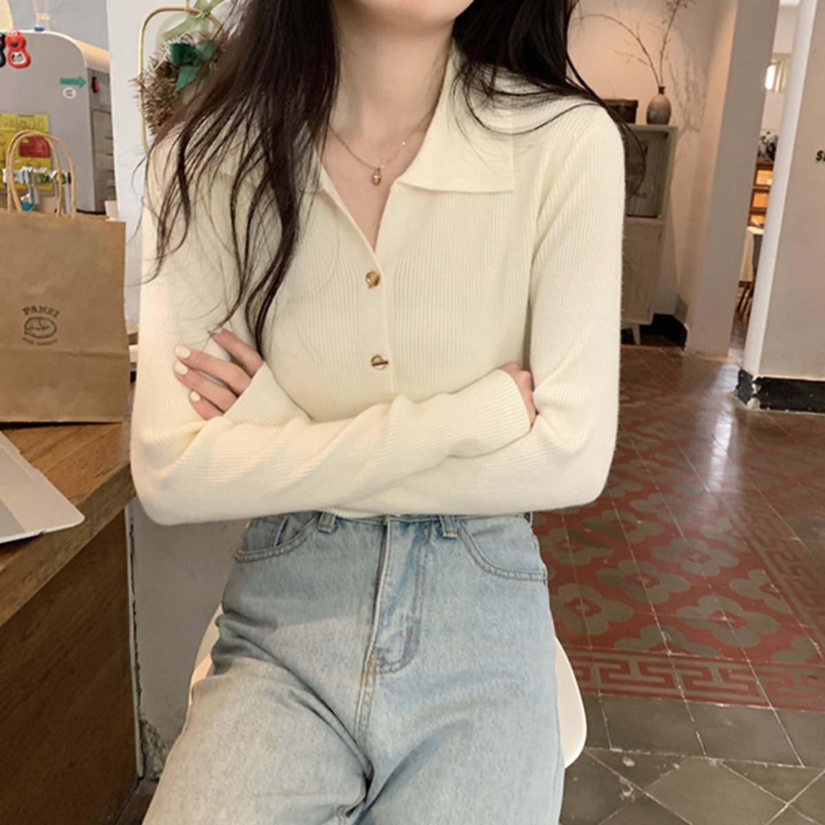 polo领内搭打底针织衫毛衣女秋冬2023新款早秋设计感别致独特上衣详情17