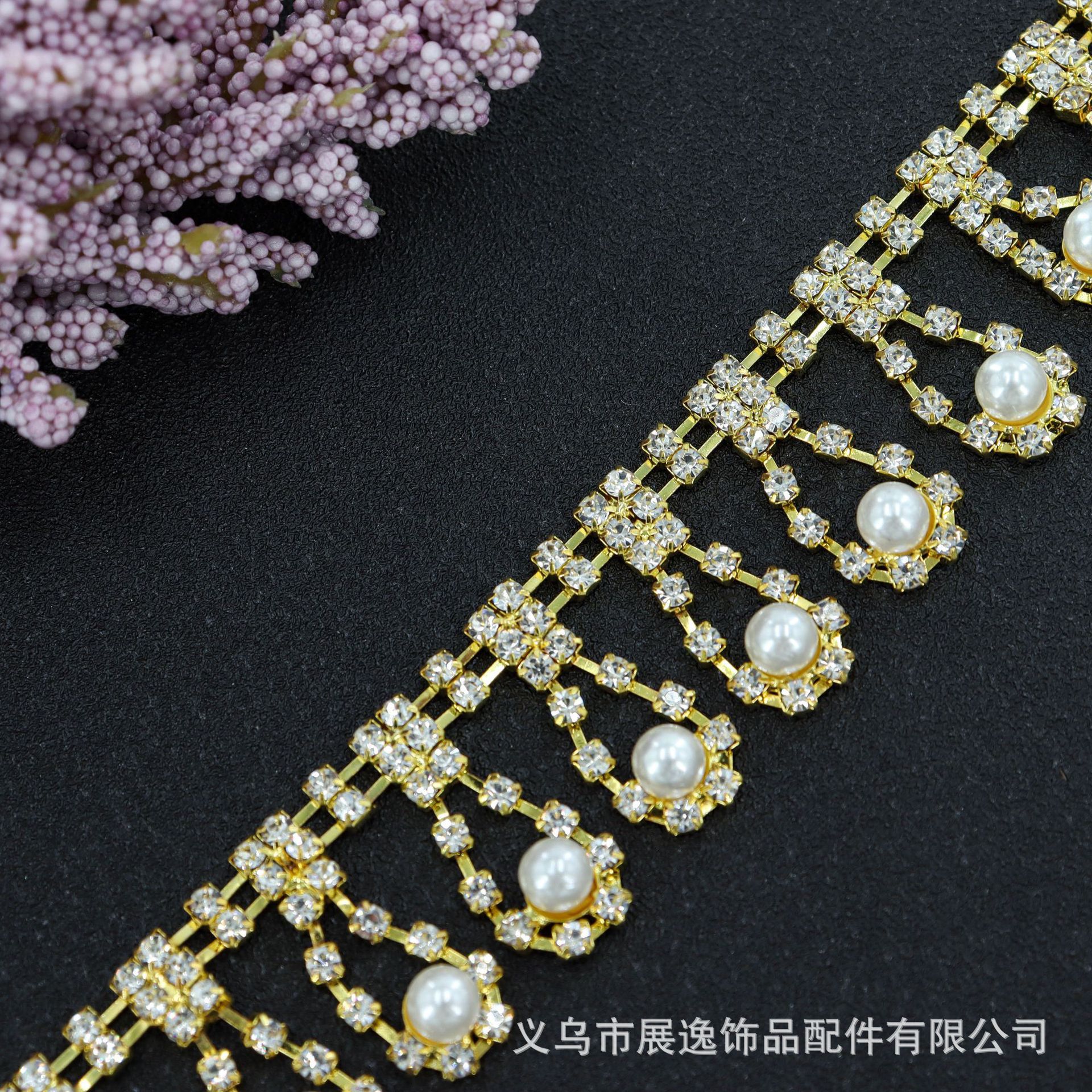 现货直销珍珠流苏钻链 适合婚纱礼服汉服帽服装子装饰配件批发详情8