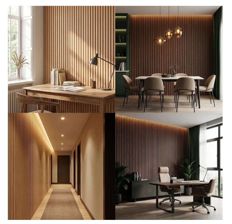 外贸定 制WPC格栅墙板 免漆护墙板电视背景墙批发装饰网红160格栅详情17