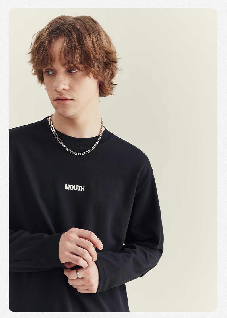 APO男装|2024秋季新款男士长袖T恤潮流宽松刺绣圆领打底衫男上衣详情24