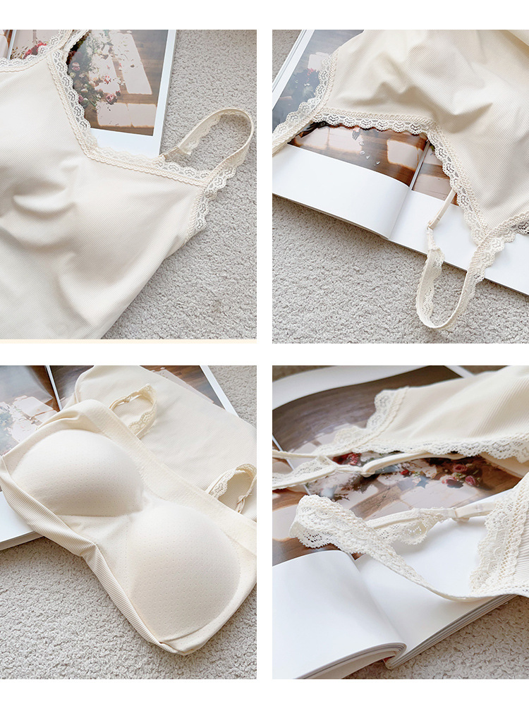 韩系ins风螺纹V领吊带女美背蕾丝花边领口基础百搭舒适内搭小背心详情10