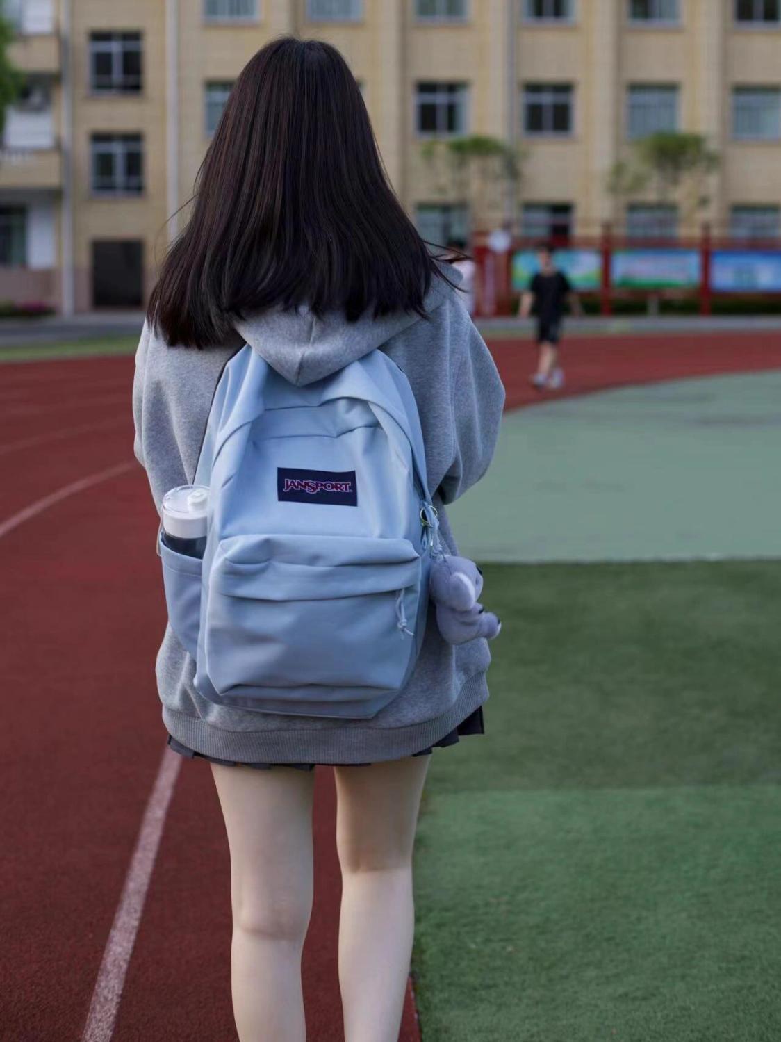 跨境外贸JANSPORT双肩包学生书包男女款背包蝶漾青漾雾霾蓝可代发详情30