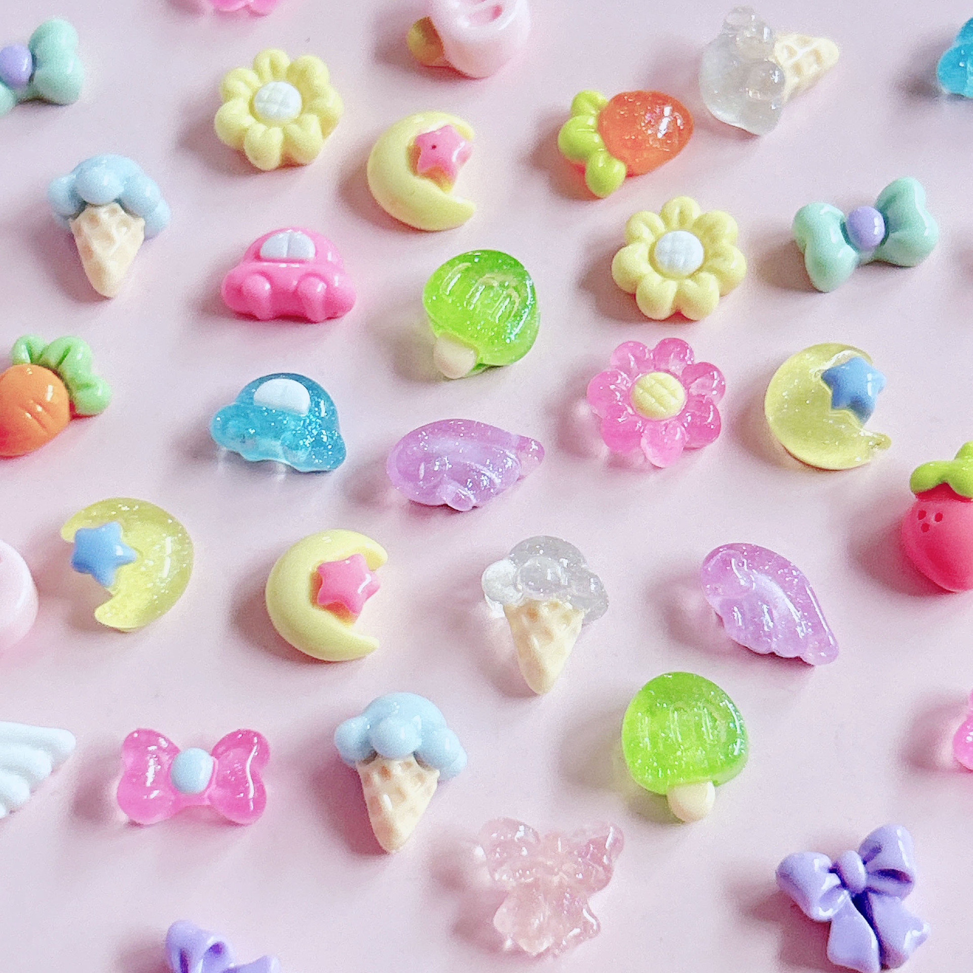 New mini product with bow, strawberry ice cream, diy hair clips, ear studs, nail art and handcrafted accessory stickers pic 5