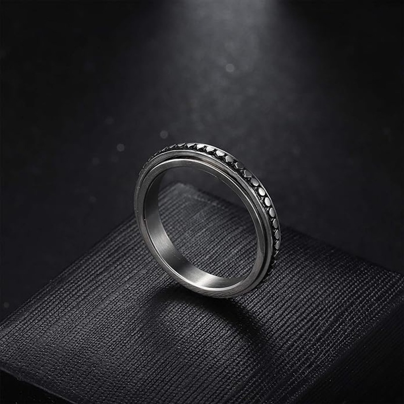 Cross-border European and American stress-relieving rings, hip-hop rotating rings, simple and retro titanium steel star and moon rings, fashionable wholesale for men and women pic 6