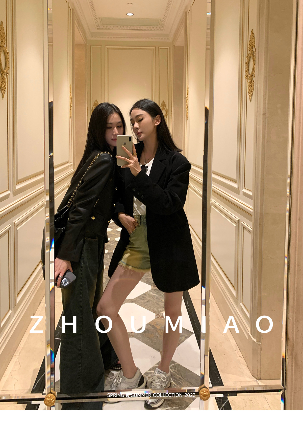 周淼ZHOUMIAO 2024春秋新款高级设计感女士黑色休闲小西装外套女详情8