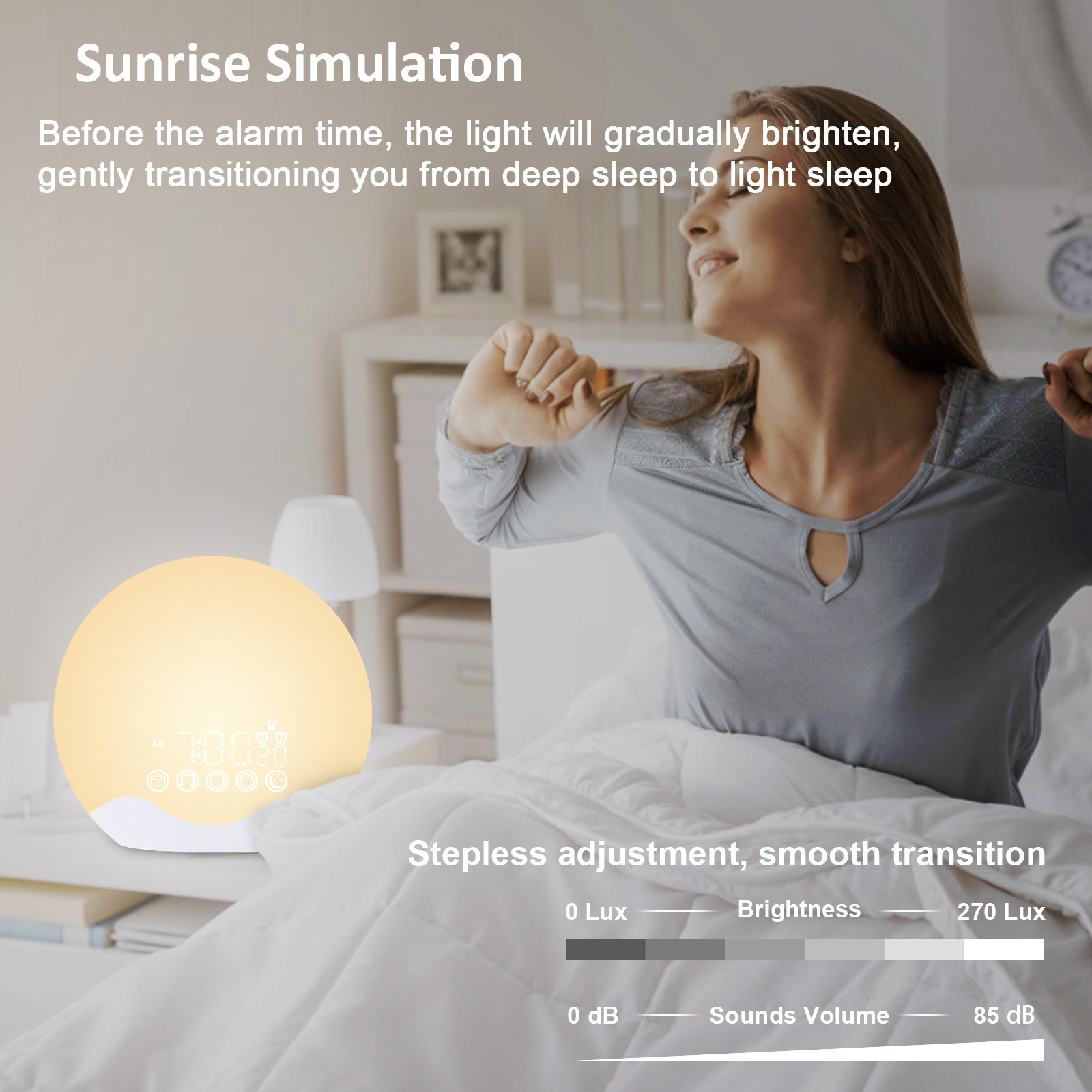 Cross-border alarm clock sleep Bluetooth smart multi-functional 2024 New model high appearance level Colorful night light clock Sleep clock pic 4