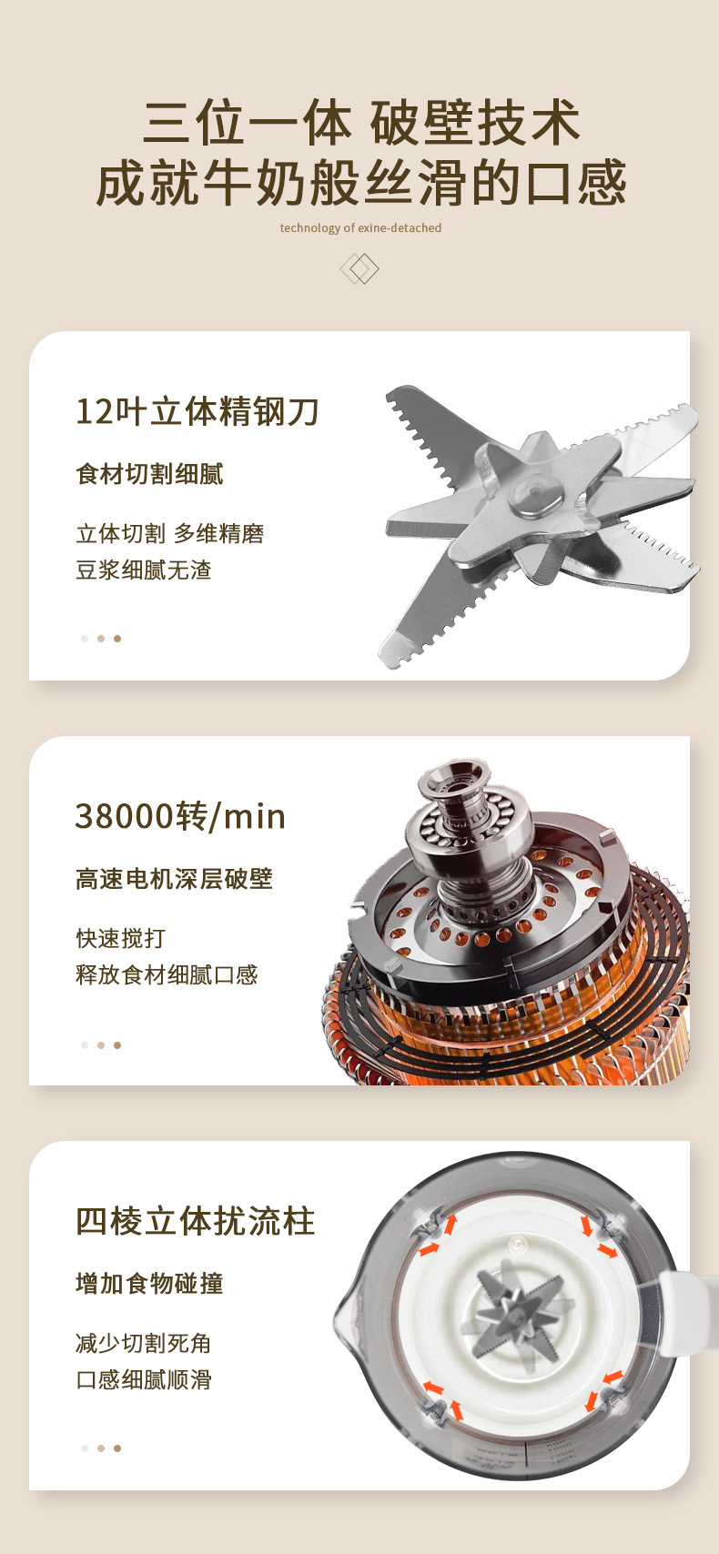 破壁机3-4人家用全自动1一2人免过滤智能豆浆机多功能榨汁料理机详情22
