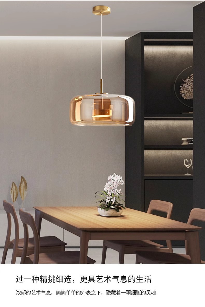 中山古镇玻璃灯具北欧现代简约创意吧台餐厅吊灯客厅艺术设计师详情6