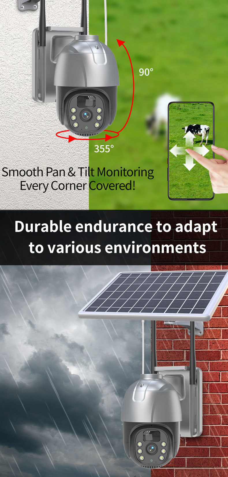 4G home solar camera, high-definition outdoor camera, network wifi wireless, low-power battery monitor pic 3
