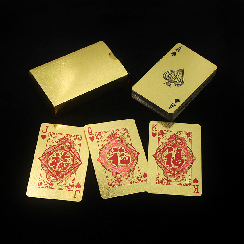 厂家现货新品金箔掼蛋防水耐磨龙行天下百家福休闲娱乐扑克牌详情5
