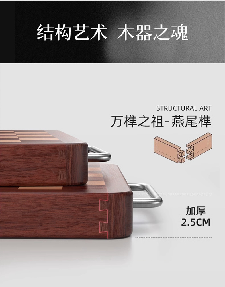 实木棋盘格菜板橡胶木长方形拼接双面加厚家用切菜板砧板厨房用品详情3