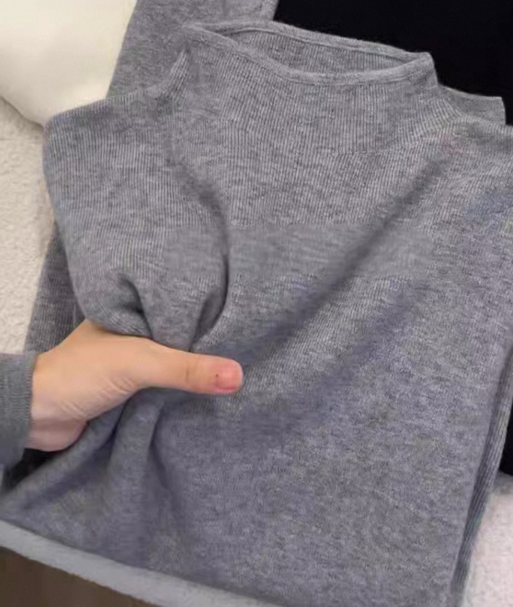 秋冬小立领奶fufu软糯打底针织衫大码胖mm女毛衣韩版简约内搭上衣详情6